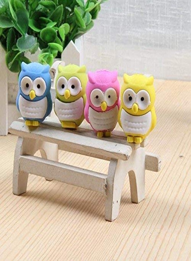 TECHNOCHITRA Newest Cute car and owl Shape erasers for School Kids and idea for Kid's Birthday Return Gift, Pack of 4 Multi Color - Image 4